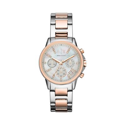 Ladies silver and rose gold chronograph watch ax4331